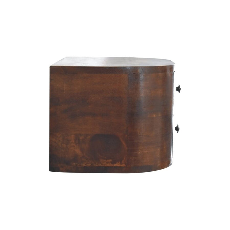 Cloud 9 Floating Bedside 2 Drawer - Curved Wood