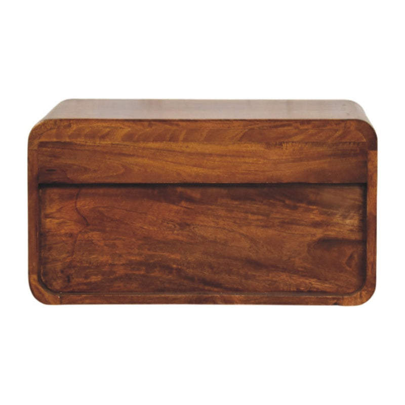 Cloud 9 Floating Bedside Shelf with Single Drawer - Dark Wood