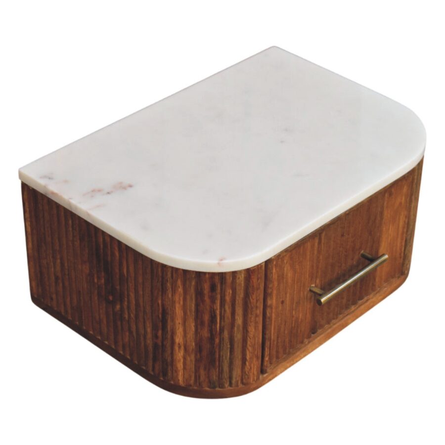 Cloud 9 Floating Bedside Single Drawer - Marble Top