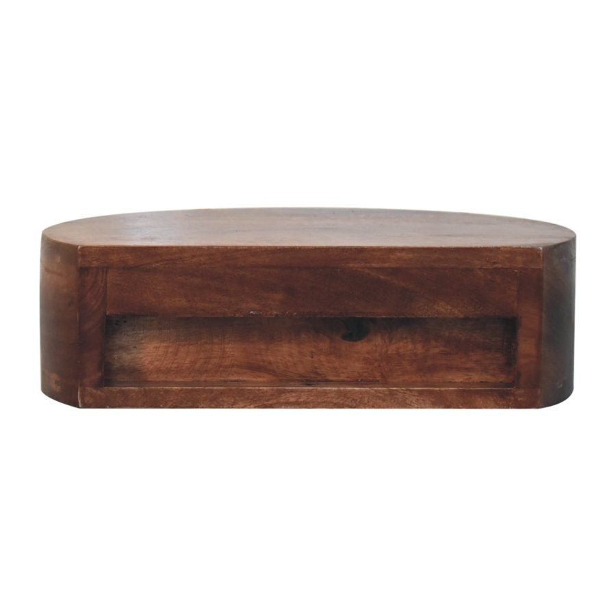 Cloud 9 Floating Bedside Rounded Drawer - Dark Wood