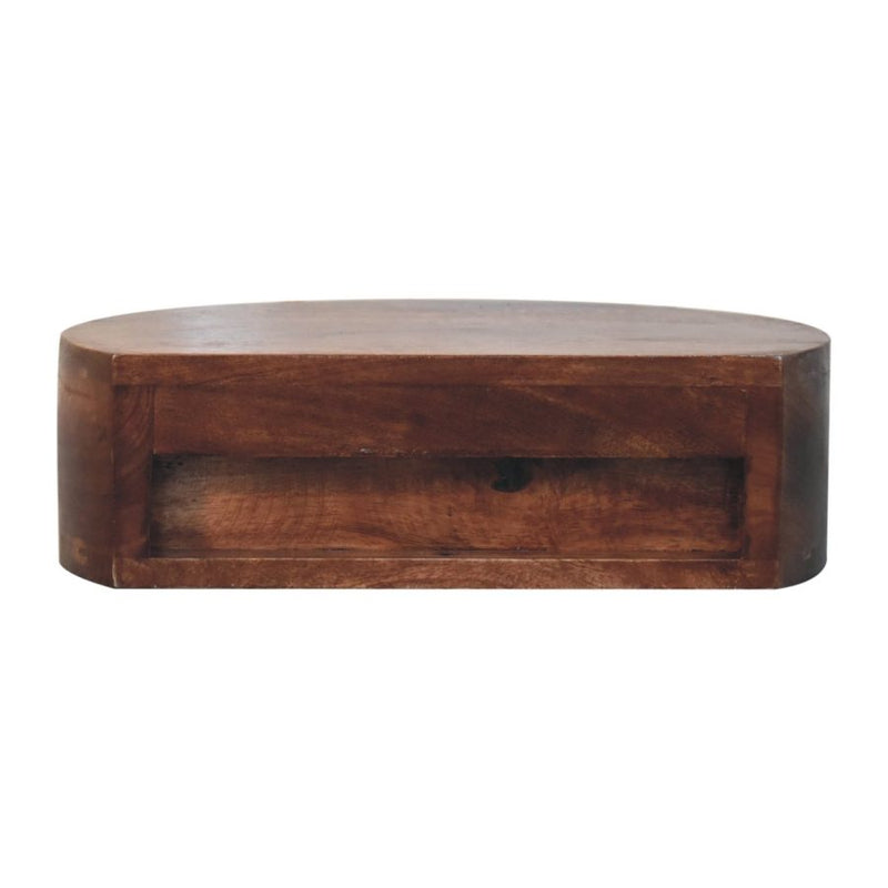 Cloud 9 Floating Bedside Rounded Drawer - Dark Wood