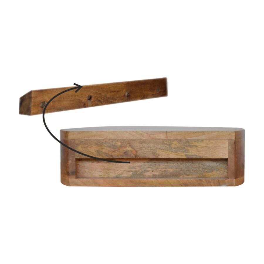 Cloud 9 Floating Bedside Rounded Drawer - Light Wood