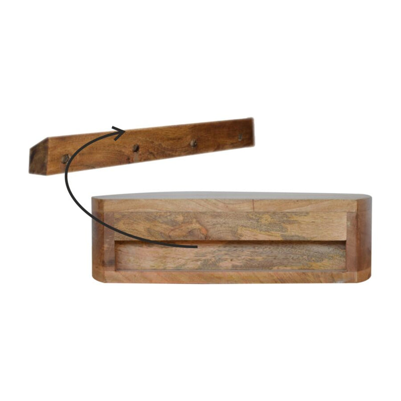 Cloud 9 Floating Bedside Rounded Drawer - Light Wood
