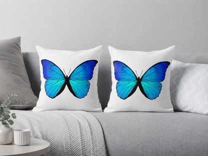 Crisp Blue Butterfly Cushion