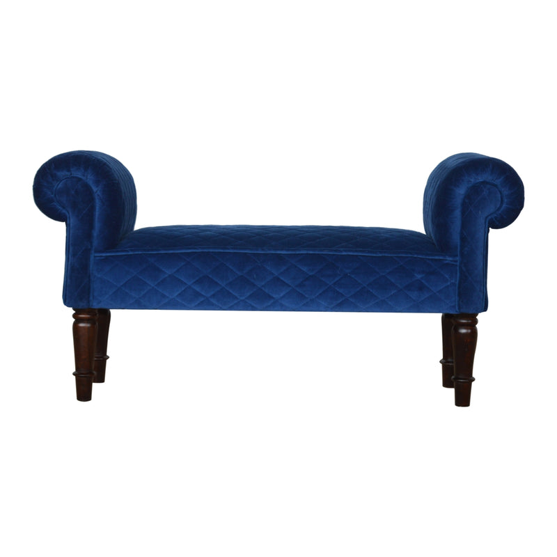 You and Me Velvet Embrace Bench – Quilted Royal Blue