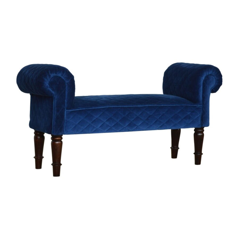 You and Me Velvet Embrace Bench – Quilted Royal Blue