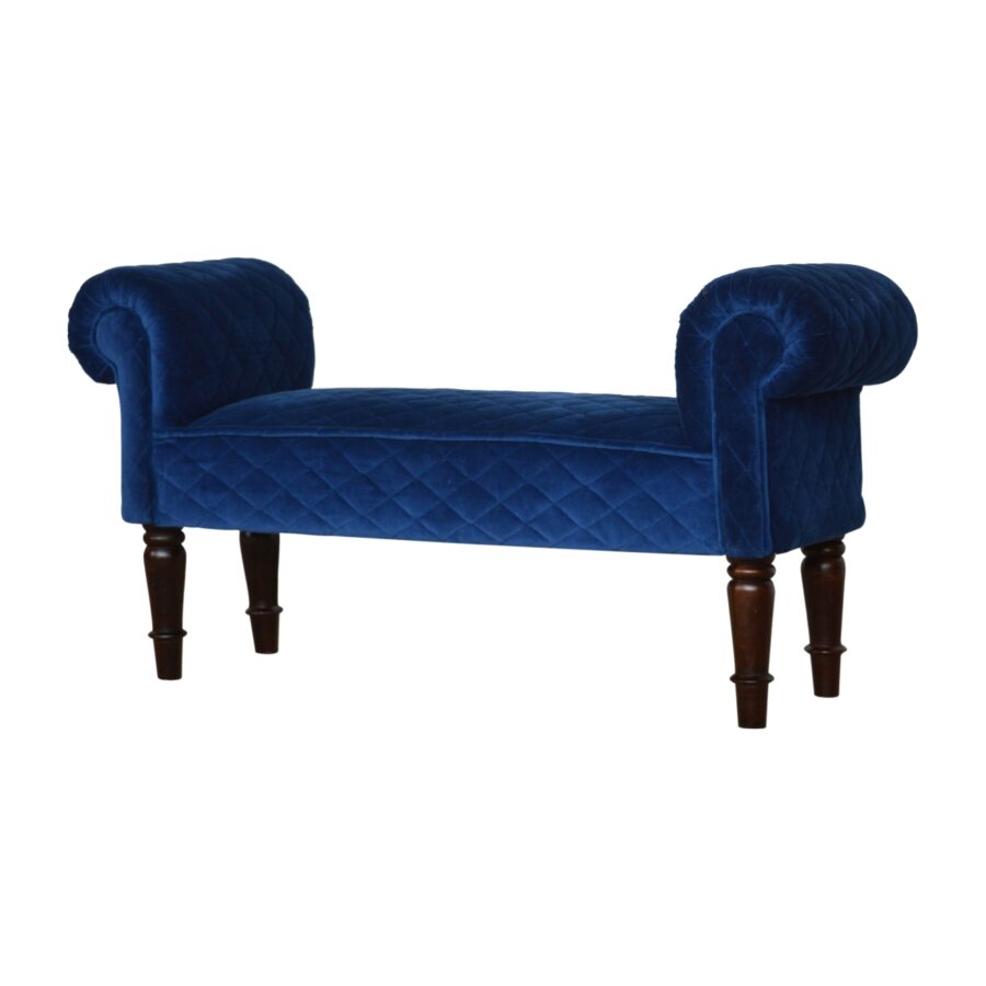 You and Me Velvet Embrace Bench – Quilted Royal Blue