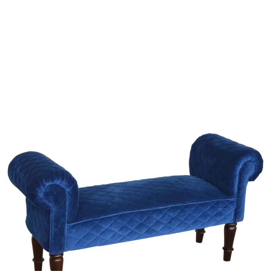 You and Me Velvet Embrace Bench – Quilted Royal Blue