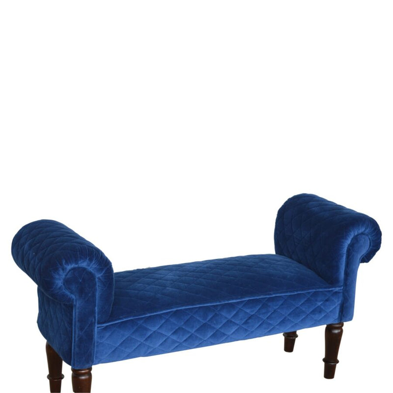 You and Me Velvet Embrace Bench – Quilted Royal Blue