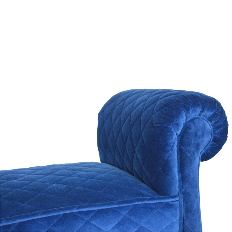 You and Me Velvet Embrace Bench – Quilted Royal Blue