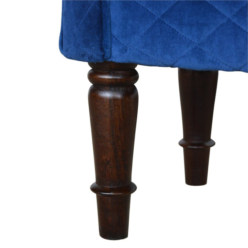 You and Me Velvet Embrace Bench – Quilted Royal Blue