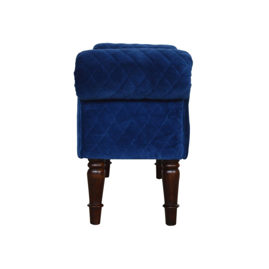 You and Me Velvet Embrace Bench – Quilted Royal Blue