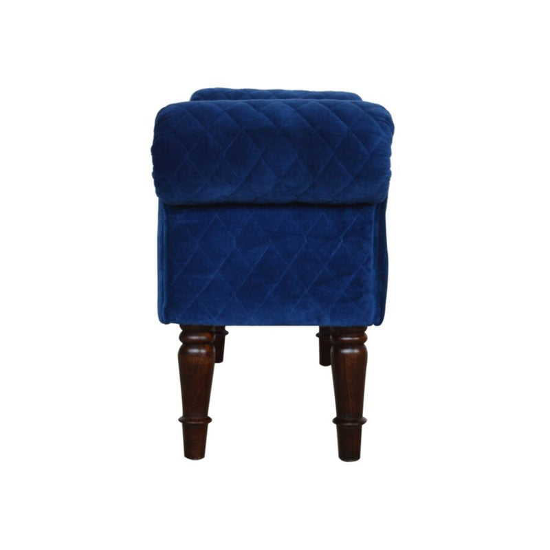 You and Me Velvet Embrace Bench – Quilted Royal Blue