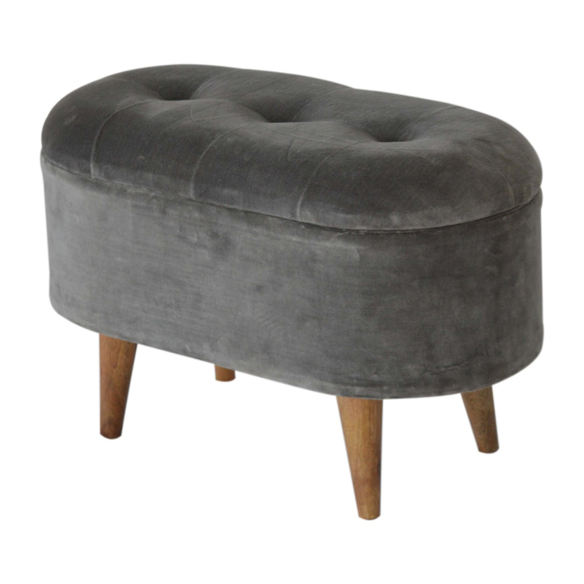 Slam Dunk Velvet Footstool - Silver Grey