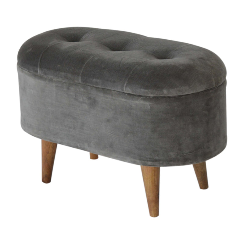 Slam Dunk Velvet Footstool - Silver Grey