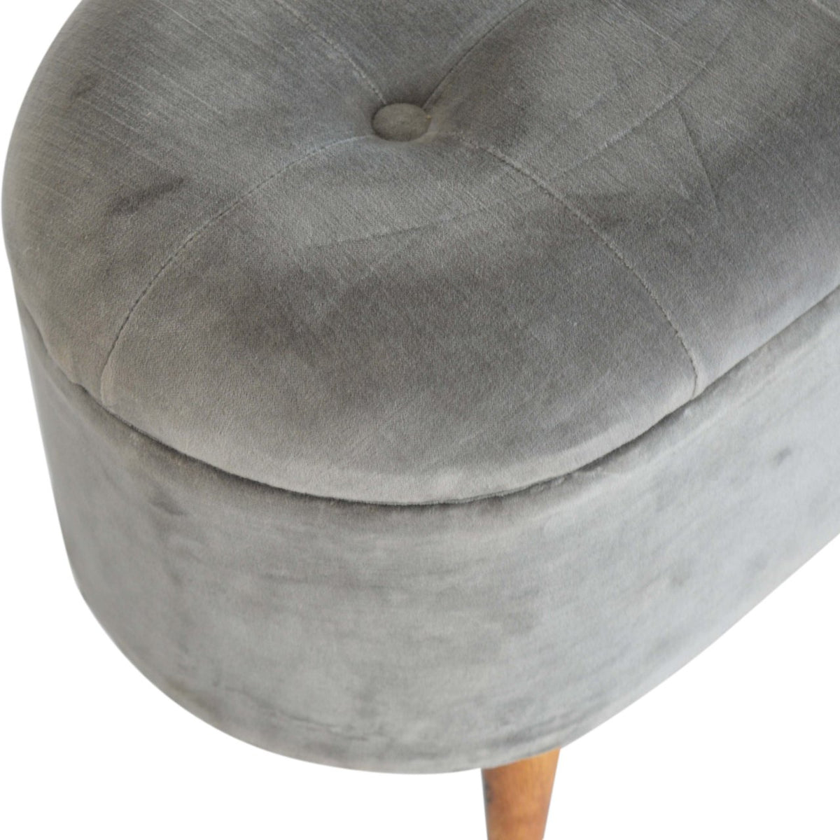 Slam Dunk Velvet Footstool - Silver Grey