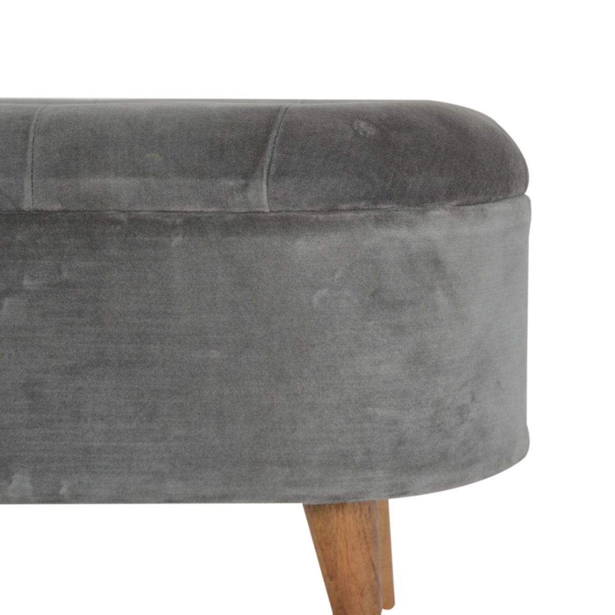 Slam Dunk Velvet Footstool - Silver Grey