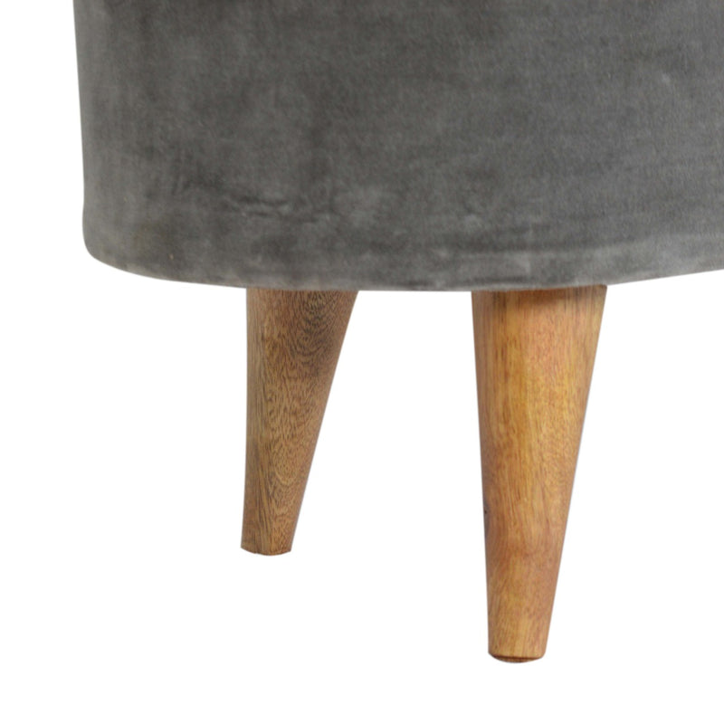 Slam Dunk Velvet Footstool - Silver Grey