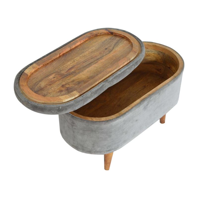 Slam Dunk Velvet Footstool - Silver Grey