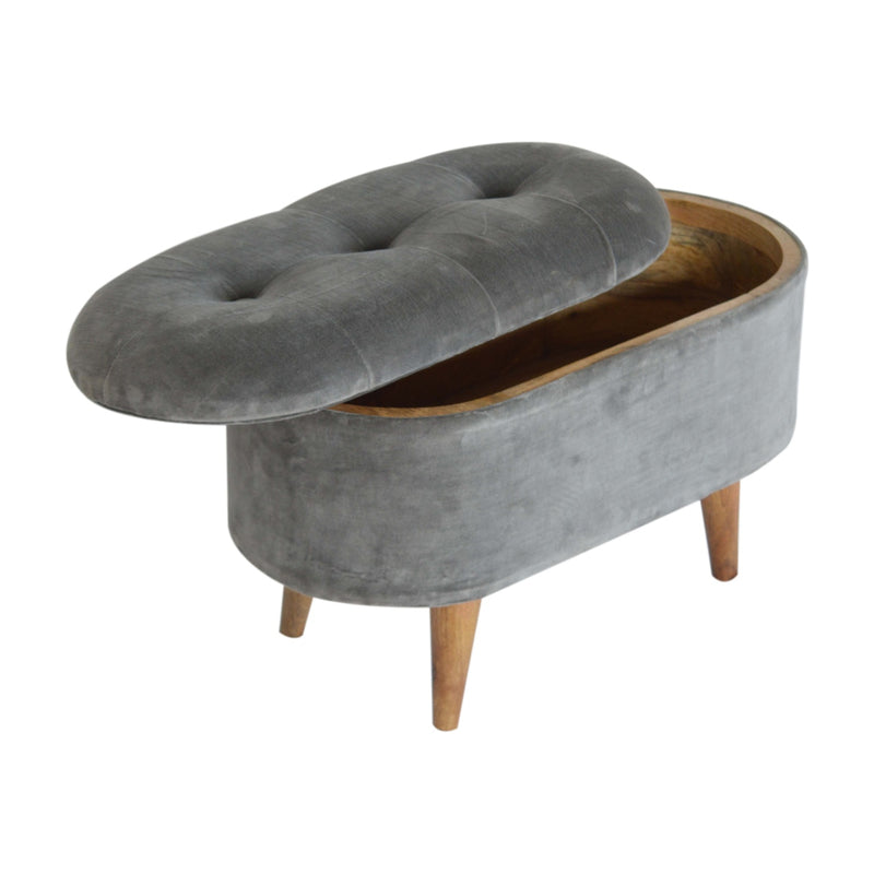 Slam Dunk Velvet Footstool - Silver Grey
