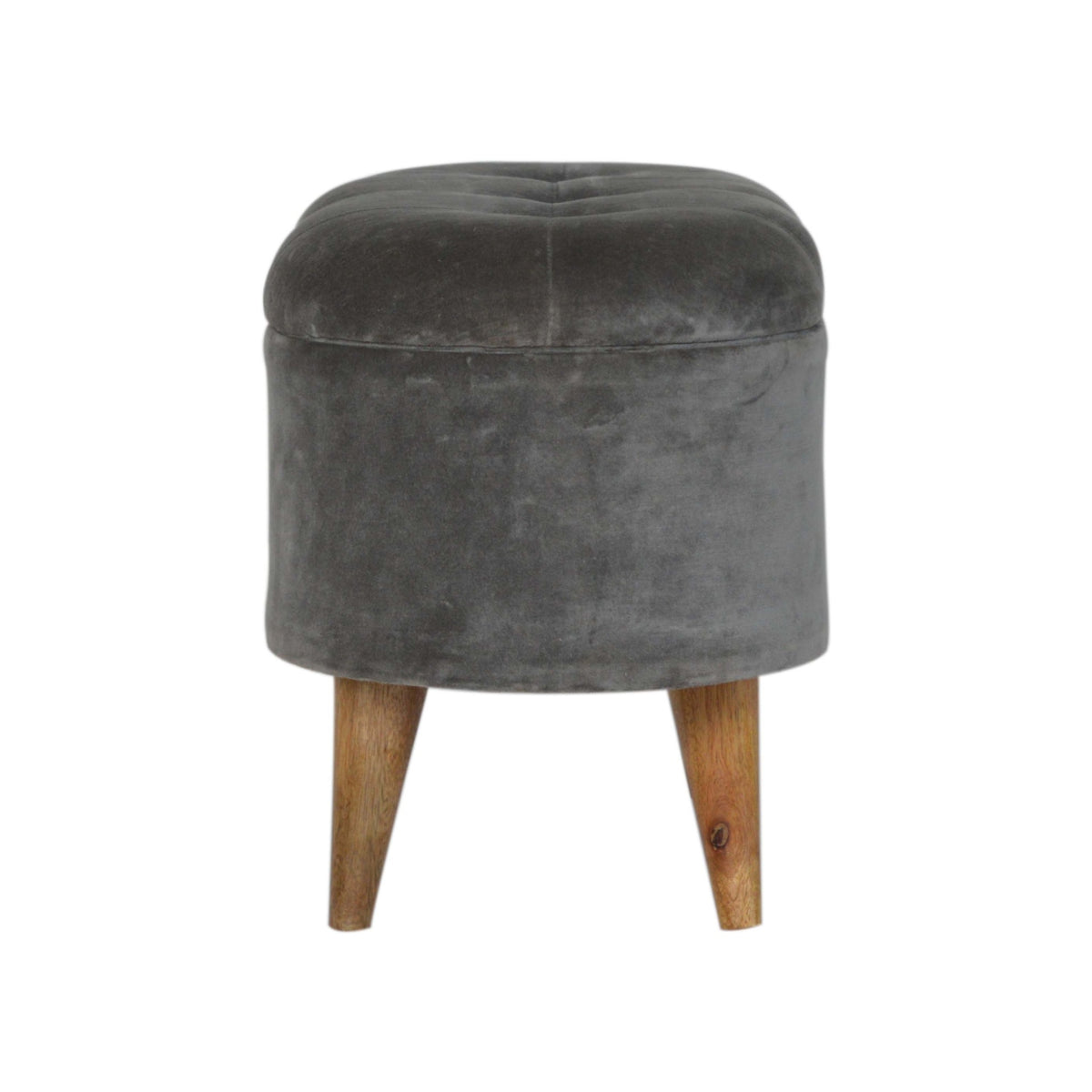 Slam Dunk Velvet Footstool - Silver Grey