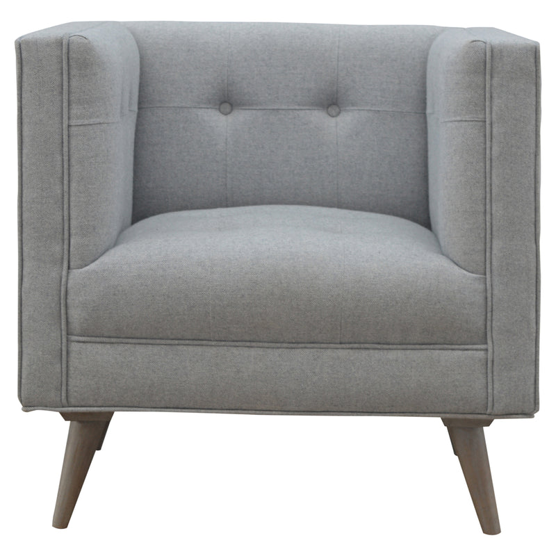 Whisper Grey Cubed Tweed Armchair