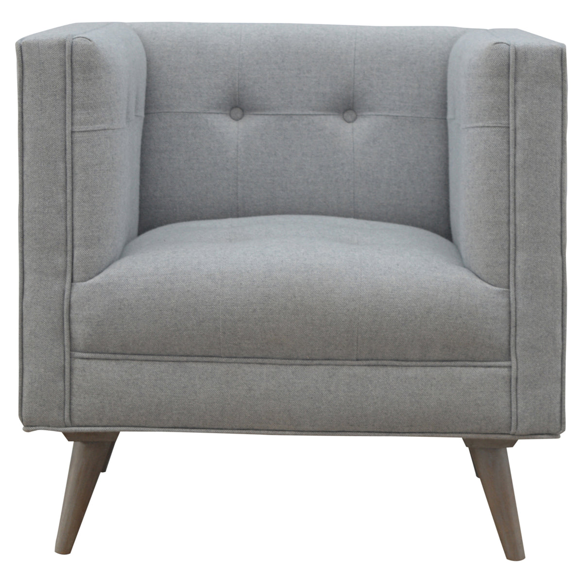 Whisper Grey Cubed Tweed Armchair