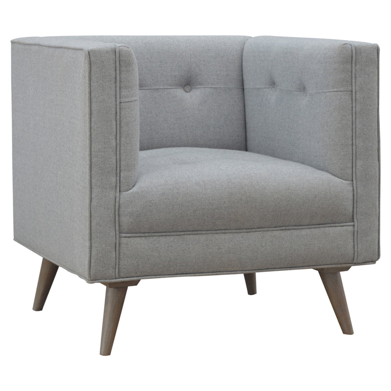 Whisper Grey Cubed Tweed Armchair