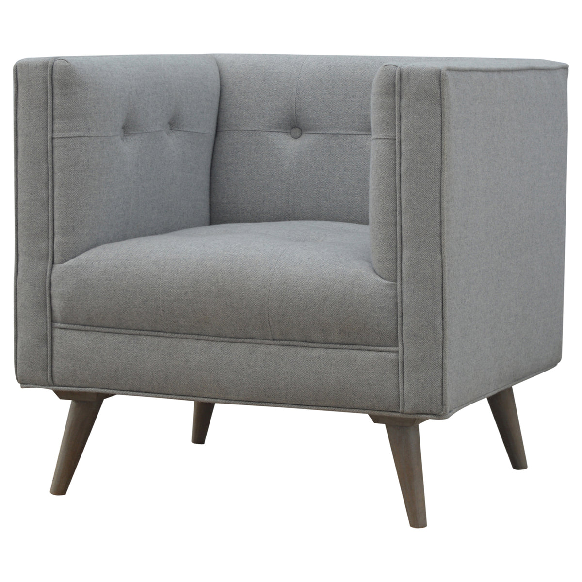 Whisper Grey Cubed Tweed Armchair