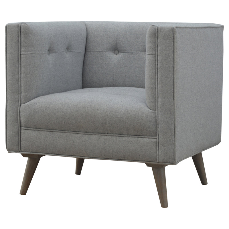 Whisper Grey Cubed Tweed Armchair