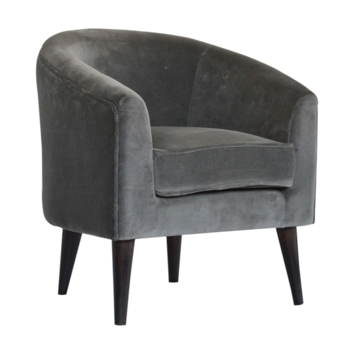 Grey Velvet Hug Tub Chair