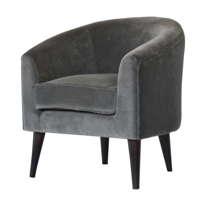 Grey Velvet Hug Tub Chair