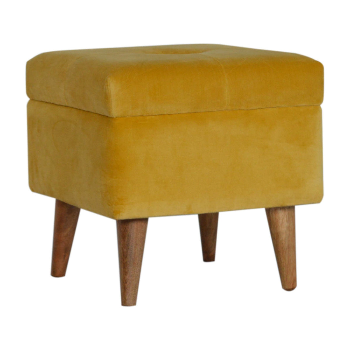 Golden Yellow Velvet Secret Storage Footstool