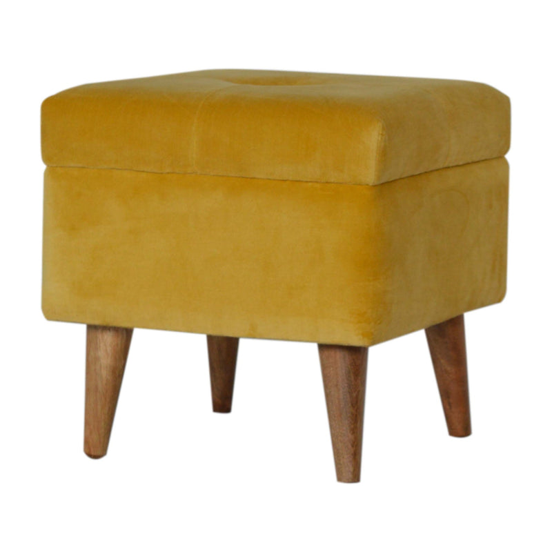 Golden Yellow Velvet Secret Storage Footstool