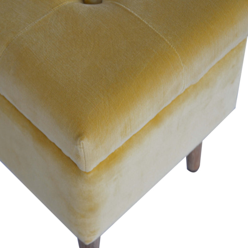 Golden Yellow Velvet Secret Storage Footstool