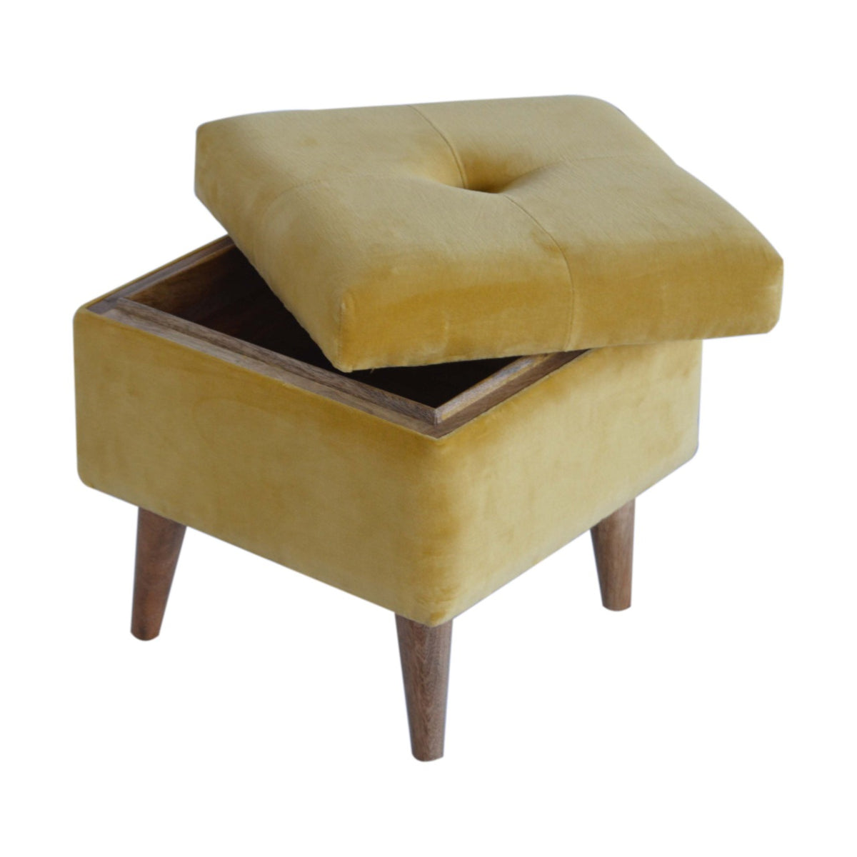 Golden Yellow Velvet Secret Storage Footstool