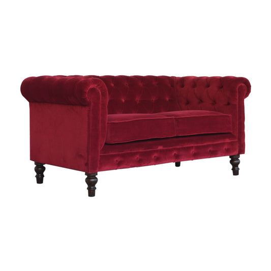 The Iconic Velvet Chesterfield - Ruby Red