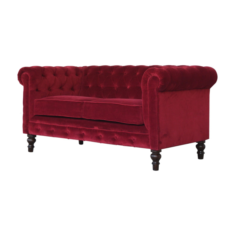 The Iconic Velvet Chesterfield - Ruby Red
