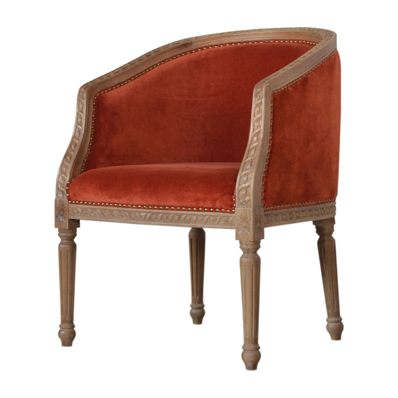 Velvet Occasional Chair - Autumnal Red