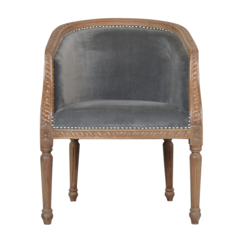 Velvet Occasional Chair - Silver Grey