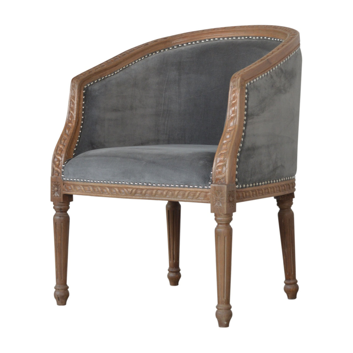Velvet Occasional Chair - Silver Grey
