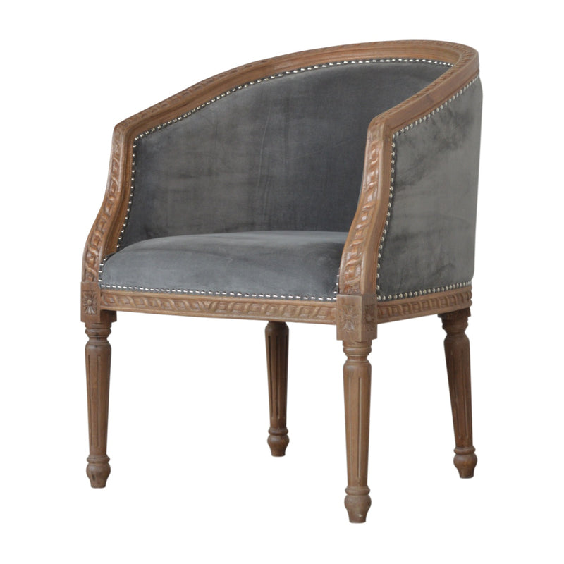 Velvet Occasional Chair - Silver Grey