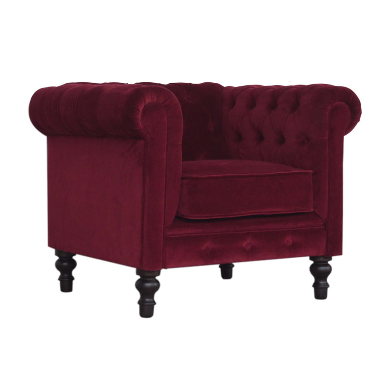 Velvet or Tweed Chesterfield Armchair