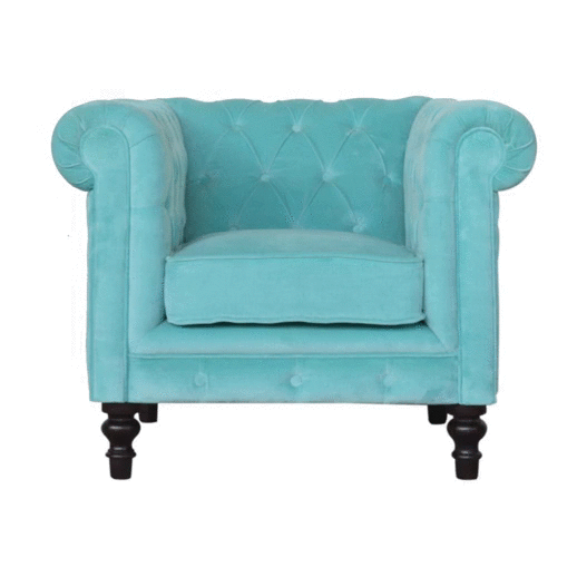 Velvet or Tweed Chesterfield Armchair