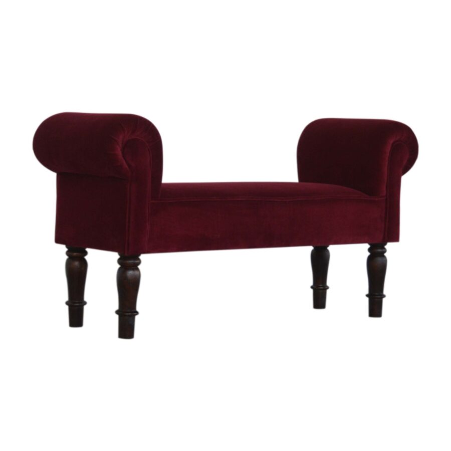 You and Me Velvet Embrace Bench – Ruby Red