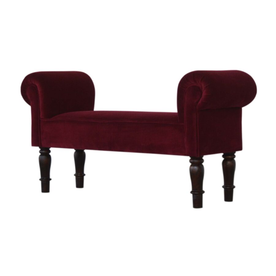 You and Me Velvet Embrace Bench – Ruby Red