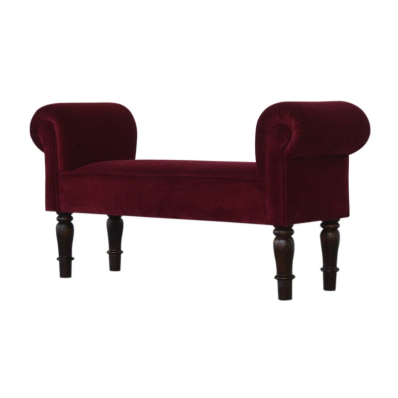 You and Me Velvet Embrace Bench – Ruby Red