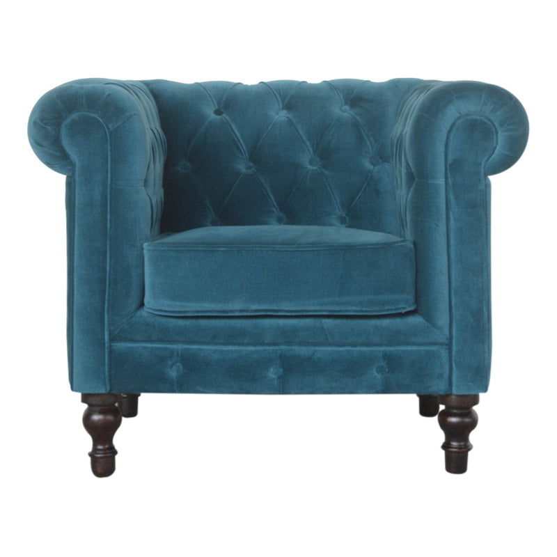 Velvet or Tweed Chesterfield Armchair