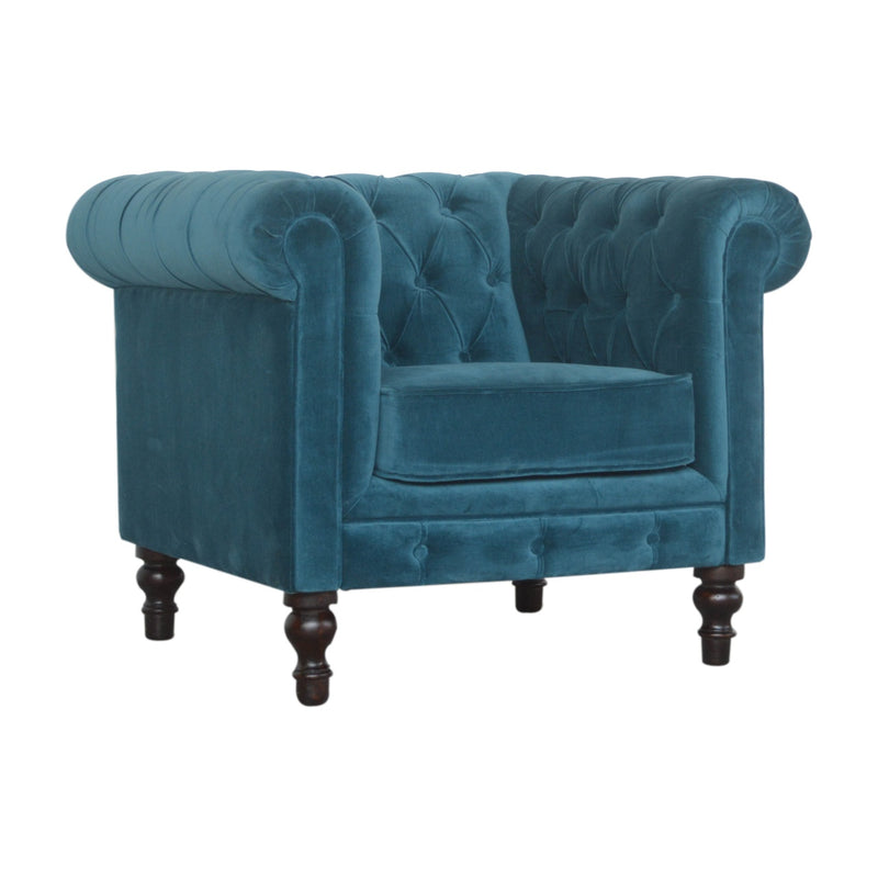 Velvet or Tweed Chesterfield Armchair