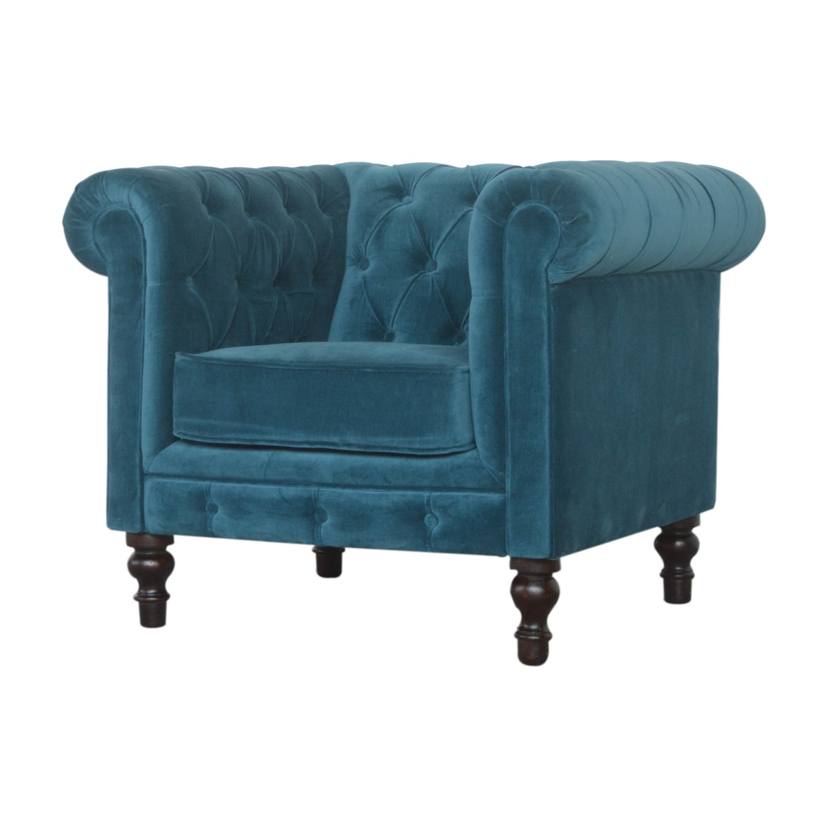 Velvet or Tweed Chesterfield Armchair